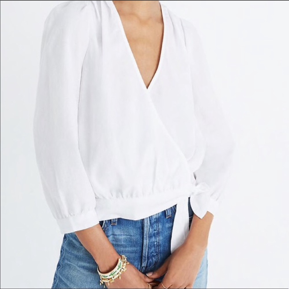 White madewell wrap top